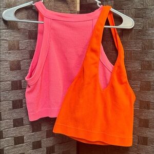 (2) 1-orange Ribbed halter and 1 Women's pink Tank Top